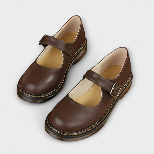Vintage Damen Mary Jane Schuhe – Klassische Lederschuhe mit Riemen & Bequemeinlage