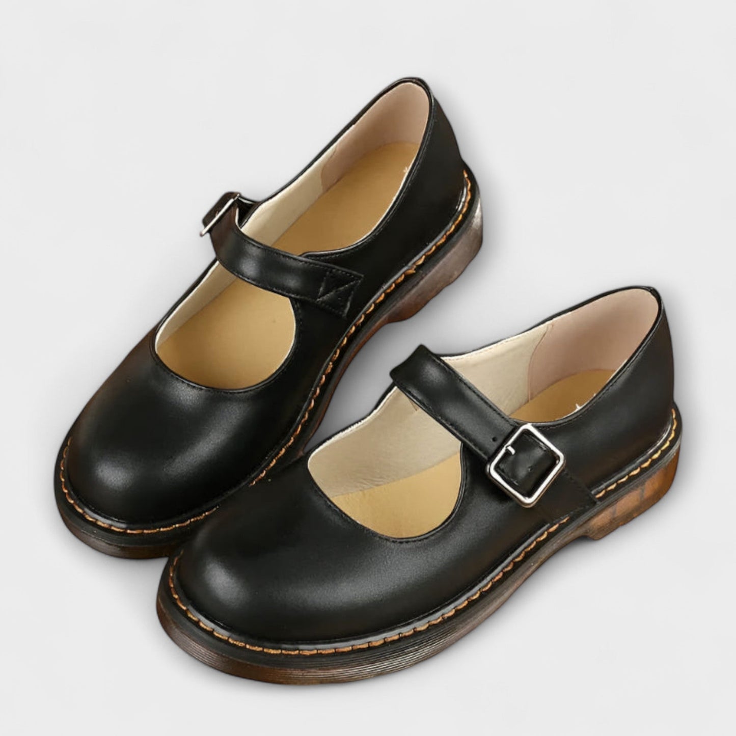 Vintage Damen Mary Jane Schuhe – Klassische Lederschuhe mit Riemen & Bequemeinlage