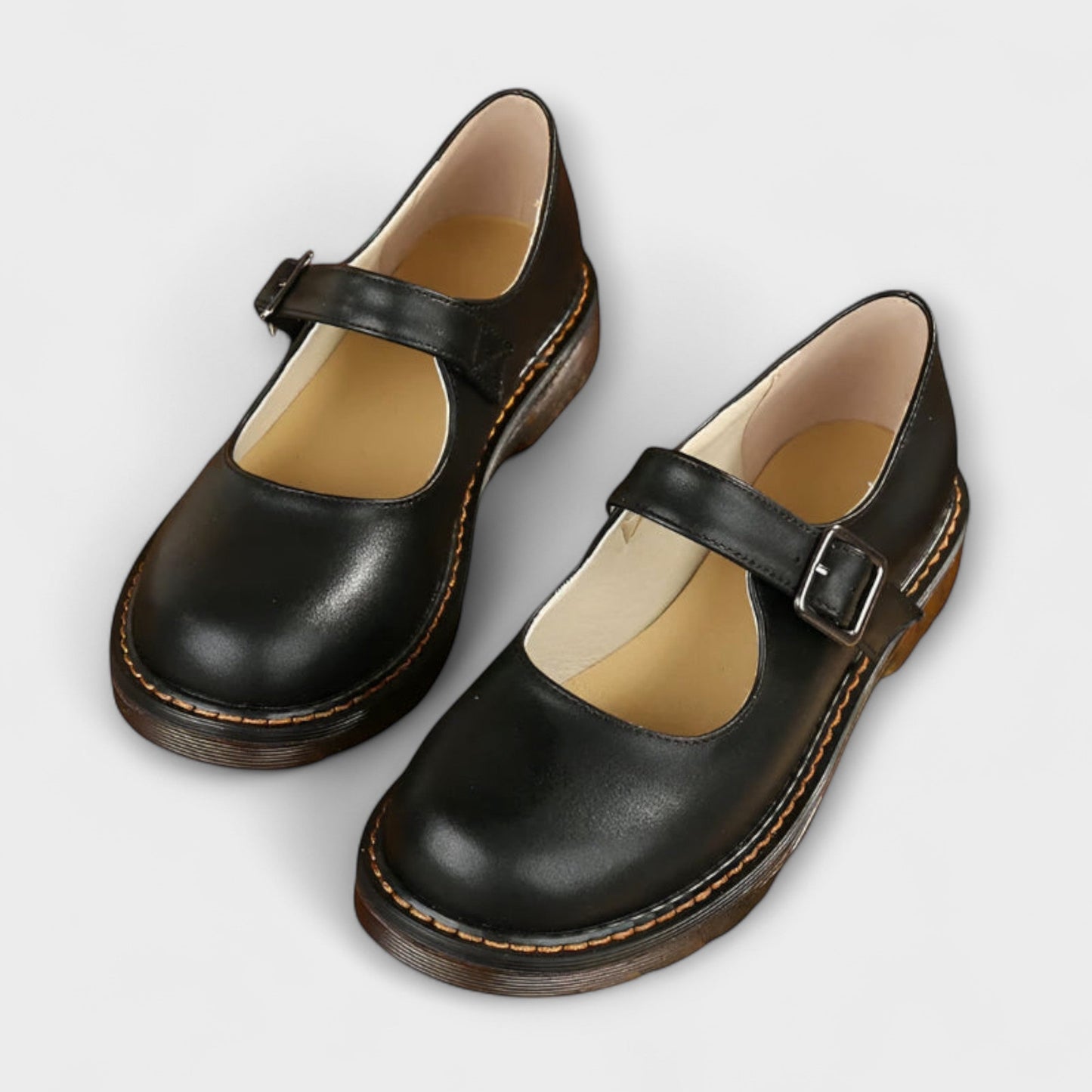 Vintage Damen Mary Jane Schuhe – Klassische Lederschuhe mit Riemen & Bequemeinlage